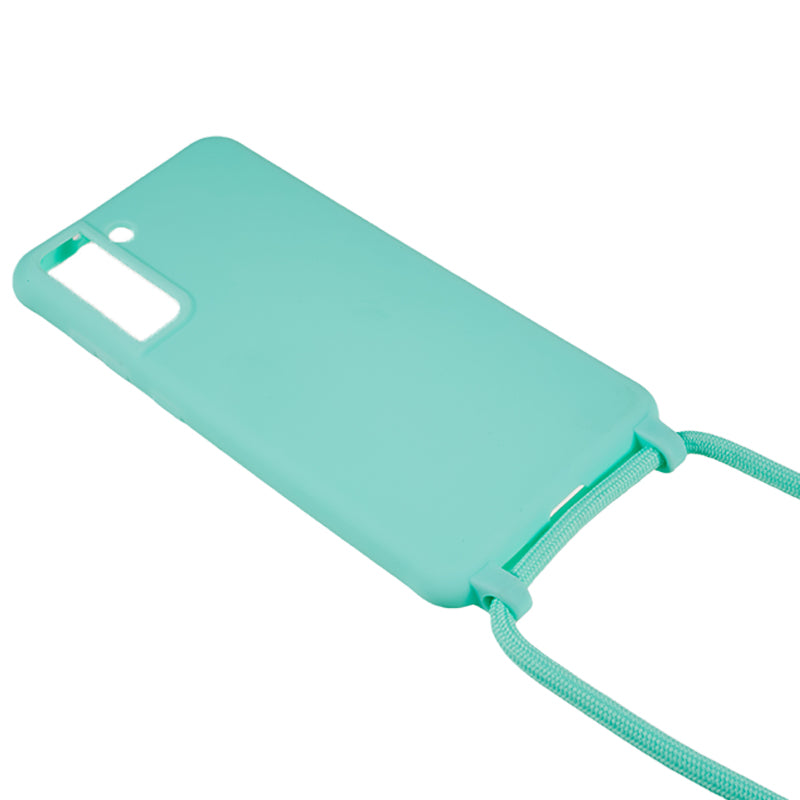 For Samsung Galaxy S21 FE 5G Shockproof Back Cover Flexible TPU Phone Case with Lanyard