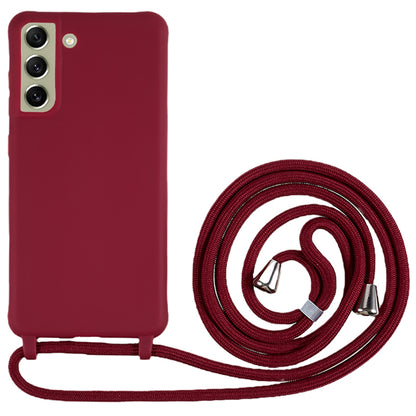 For Samsung Galaxy S21 FE 5G Shockproof Back Cover Flexible TPU Phone Case with Lanyard