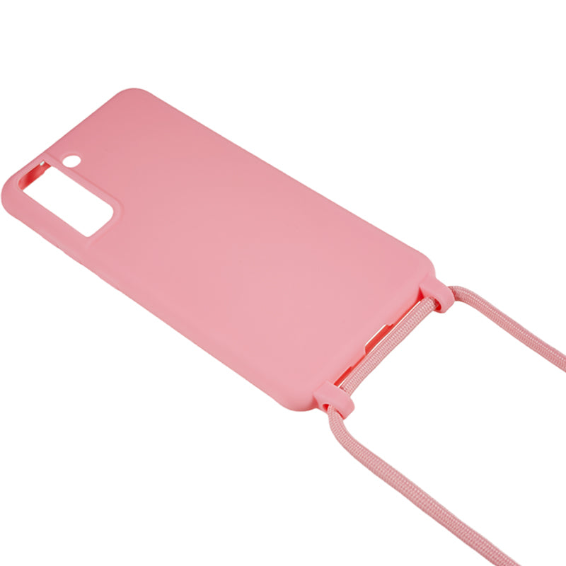 For Samsung Galaxy S21 FE 5G Shockproof Back Cover Flexible TPU Phone Case with Lanyard
