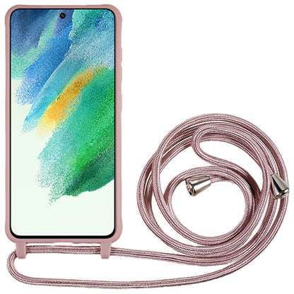 For Samsung Galaxy S21 FE 5G Shockproof Back Cover Flexible TPU Phone Case with Lanyard