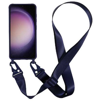 For Samsung Galaxy S23 Matte Soft TPU Case Anti-drop Phone Cover with Wide Lanyard