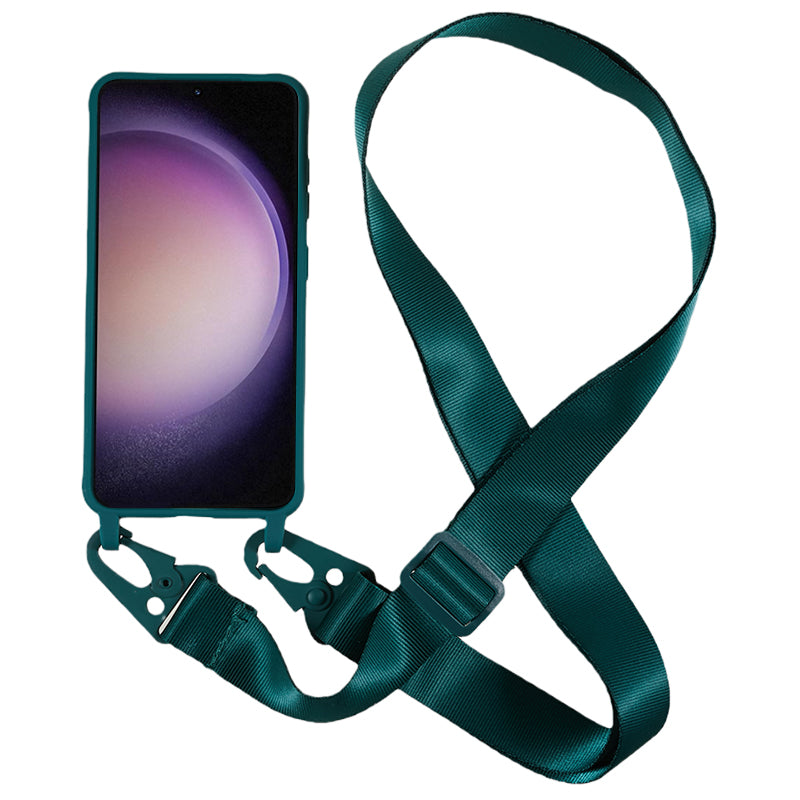 For Samsung Galaxy S23 Matte Soft TPU Case Anti-drop Phone Cover with Wide Lanyard