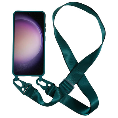 For Samsung Galaxy S23 Matte Soft TPU Case Anti-drop Phone Cover with Wide Lanyard