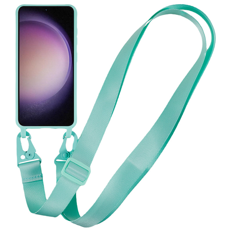 For Samsung Galaxy S23 Matte Soft TPU Case Anti-drop Phone Cover with Wide Lanyard