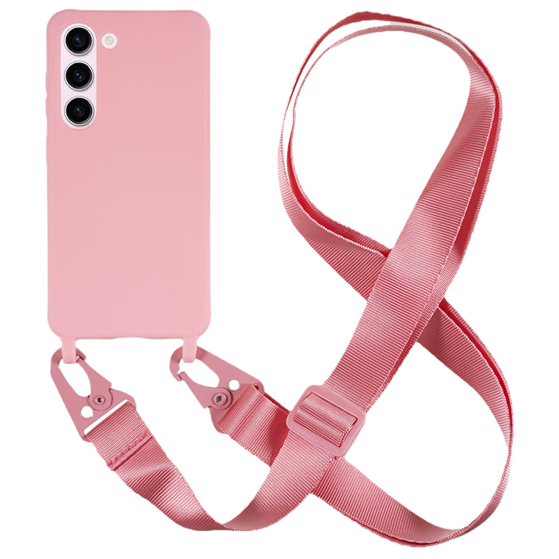For Samsung Galaxy S23 Matte Soft TPU Case Anti-drop Phone Cover with Wide Lanyard