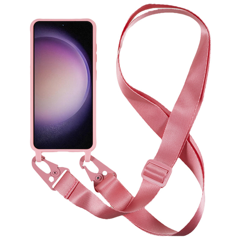 For Samsung Galaxy S23 Matte Soft TPU Case Anti-drop Phone Cover with Wide Lanyard