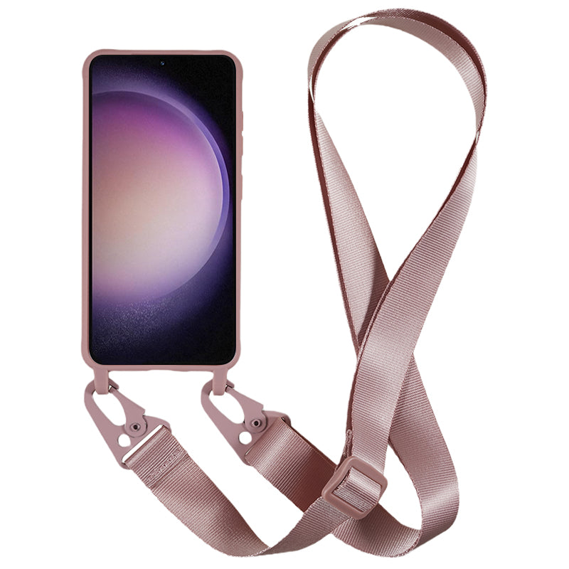 For Samsung Galaxy S23 Matte Soft TPU Case Anti-drop Phone Cover with Wide Lanyard