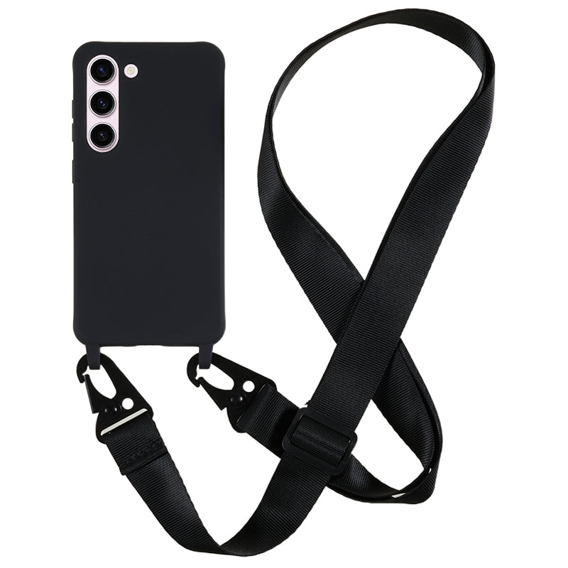 For Samsung Galaxy S23 Matte Soft TPU Case Anti-drop Phone Cover with Wide Lanyard