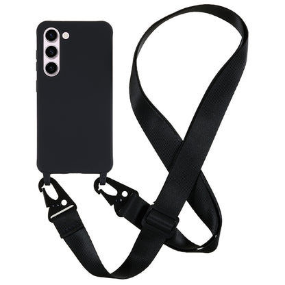For Samsung Galaxy S23 Matte Soft TPU Case Anti-drop Phone Cover with Wide Lanyard