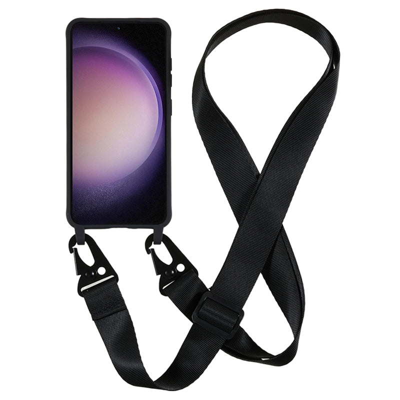 For Samsung Galaxy S23 Matte Soft TPU Case Anti-drop Phone Cover with Wide Lanyard