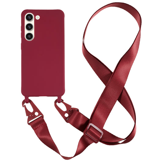 For Samsung Galaxy S23+ Soft TPU Phone Case Matte Finish Smartphone Cover with Wide Lanyard