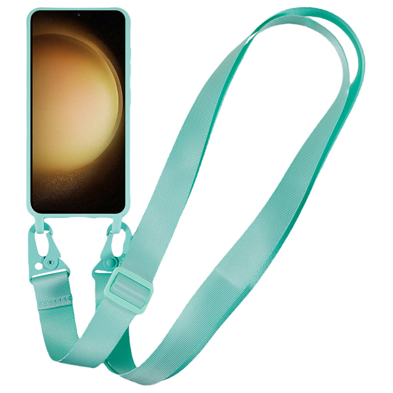 For Samsung Galaxy S23+ Soft TPU Phone Case Matte Finish Smartphone Cover with Wide Lanyard