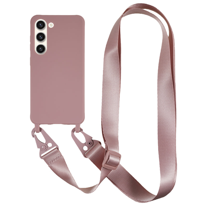 For Samsung Galaxy S23+ Soft TPU Phone Case Matte Finish Smartphone Cover with Wide Lanyard