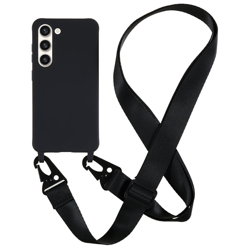 For Samsung Galaxy S23+ Soft TPU Phone Case Matte Finish Smartphone Cover with Wide Lanyard