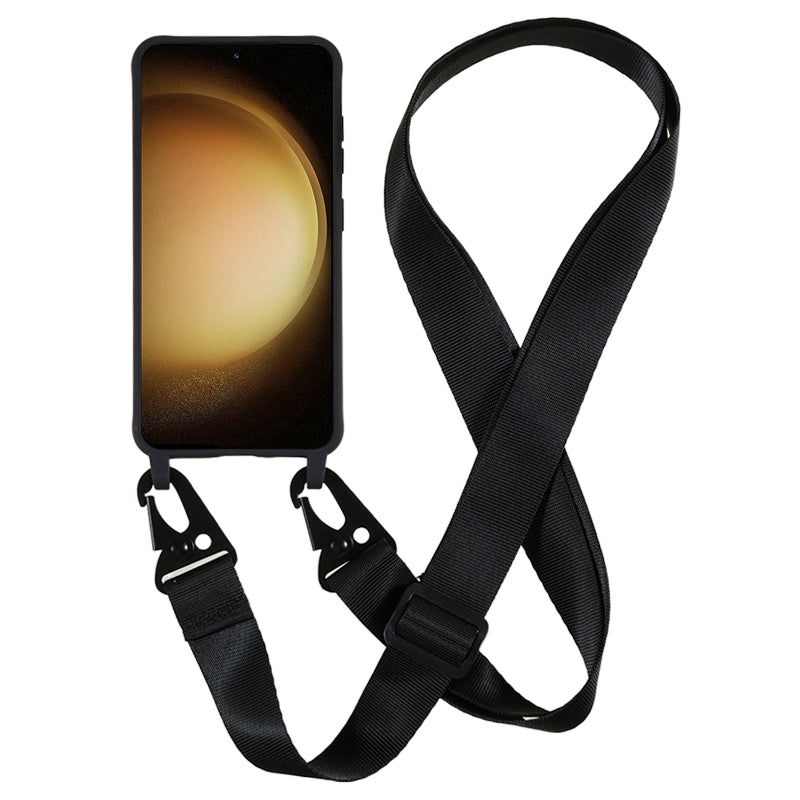 For Samsung Galaxy S23+ Soft TPU Phone Case Matte Finish Smartphone Cover with Wide Lanyard