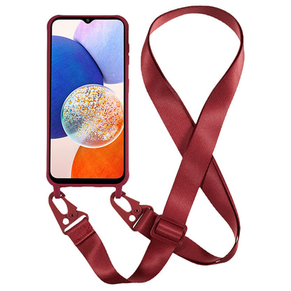 Soft TPU Phone Case for Samsung Galaxy A14 5G Matte Finish Shockproof Cover with Wide Lanyard