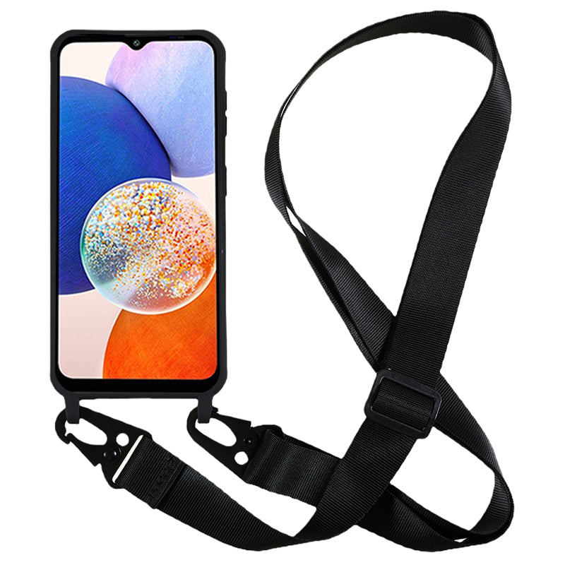 Soft TPU Phone Case for Samsung Galaxy A14 5G Matte Finish Shockproof Cover with Wide Lanyard