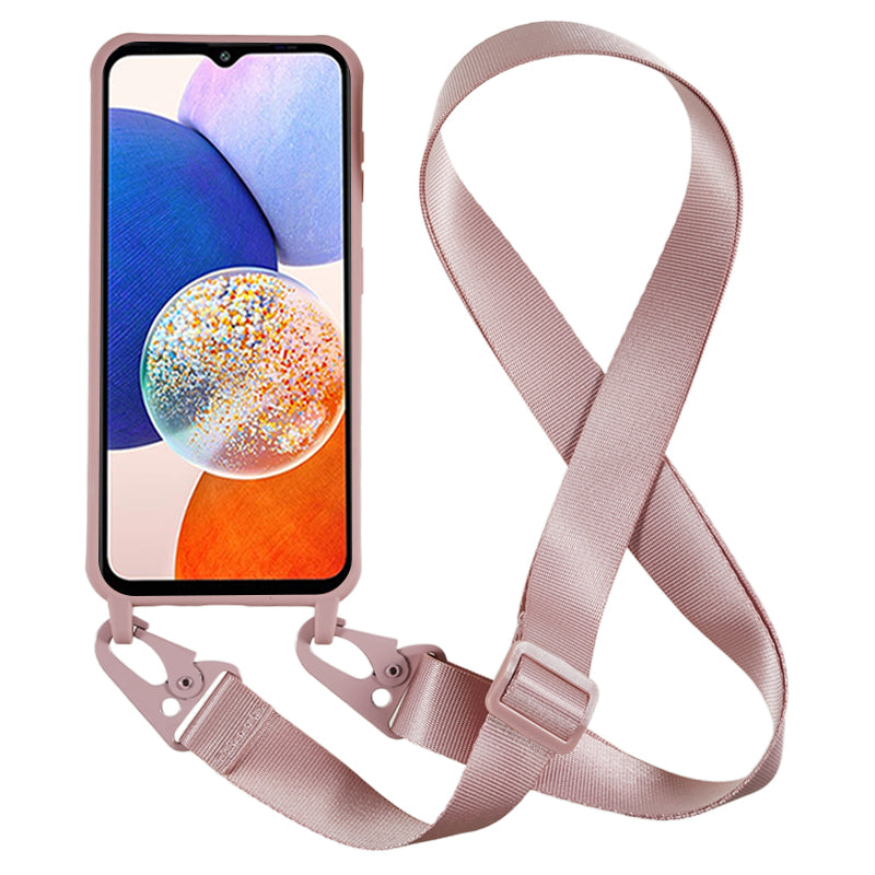 Soft TPU Phone Case for Samsung Galaxy A14 5G Matte Finish Shockproof Cover with Wide Lanyard