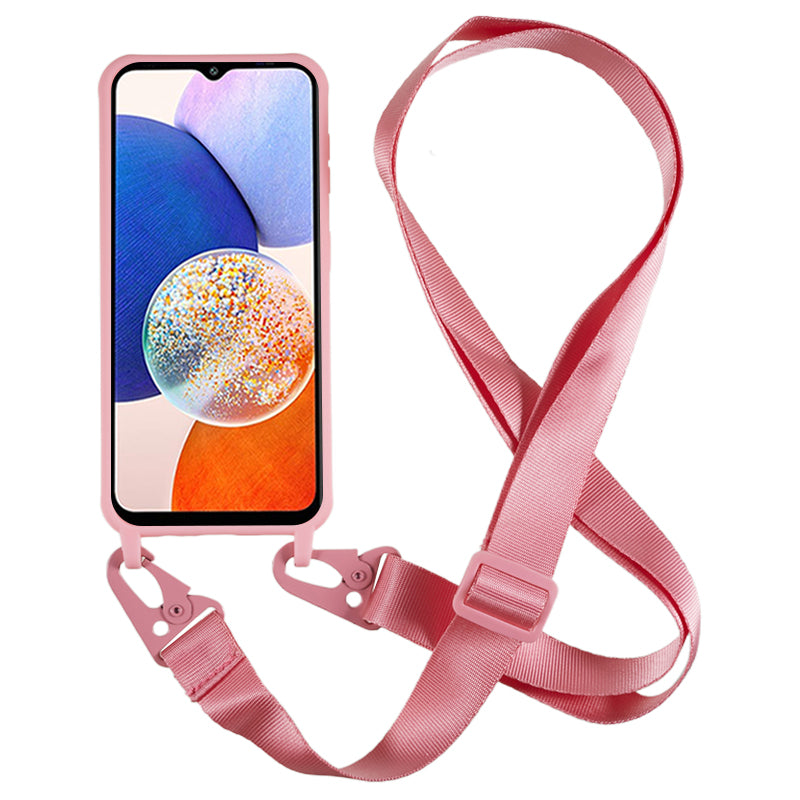 Soft TPU Phone Case for Samsung Galaxy A14 5G Matte Finish Shockproof Cover with Wide Lanyard
