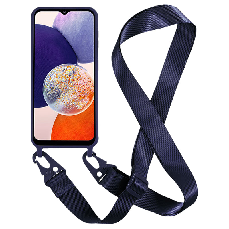 Soft TPU Phone Case for Samsung Galaxy A14 5G Matte Finish Shockproof Cover with Wide Lanyard
