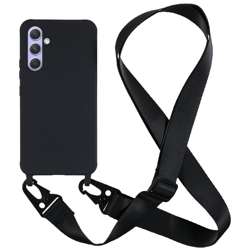 For Samsung Galaxy A54 5G Soft TPU Case Matte Finish Phone Protector with Wide Lanyard