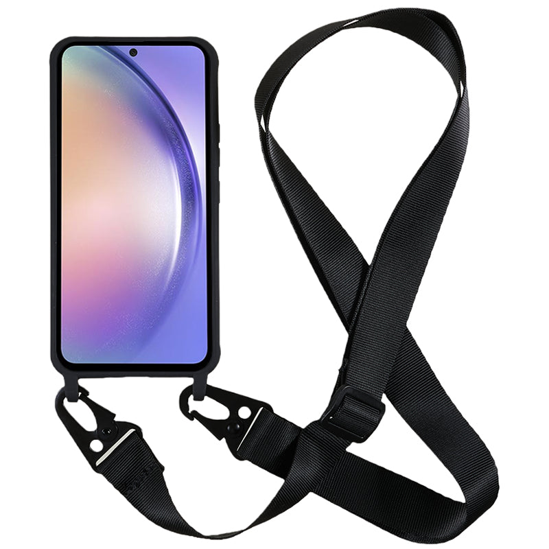 For Samsung Galaxy A54 5G Soft TPU Case Matte Finish Phone Protector with Wide Lanyard