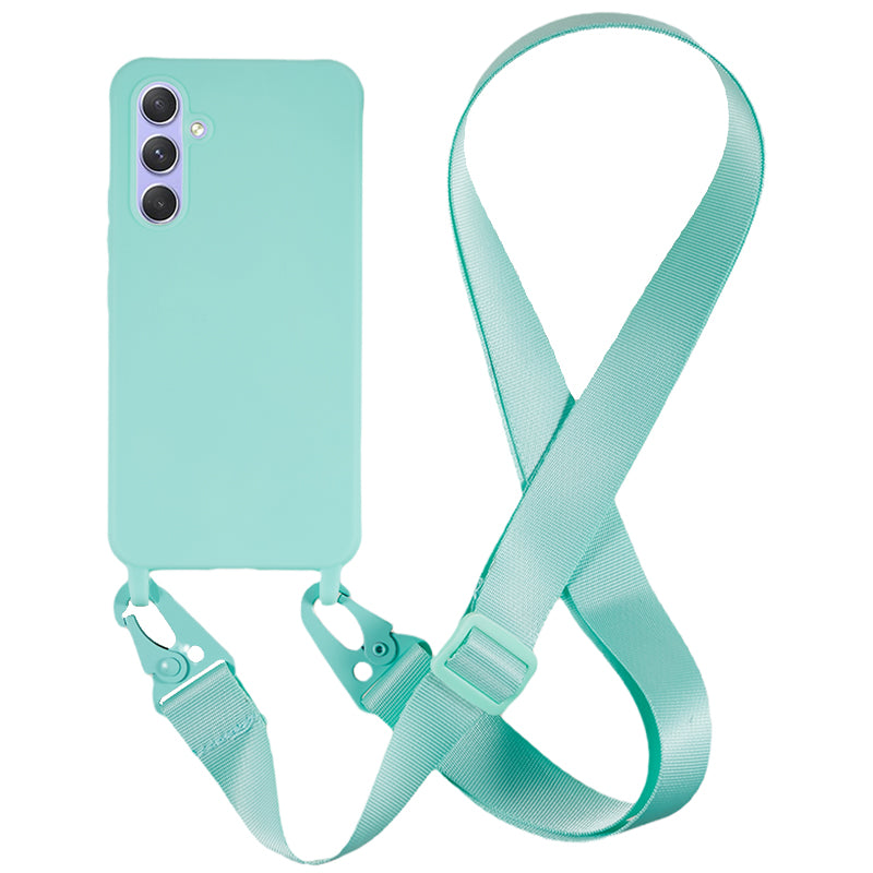 For Samsung Galaxy A54 5G Soft TPU Case Matte Finish Phone Protector with Wide Lanyard