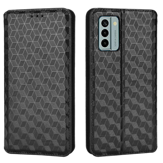 For Nokia G22 PU Leather Wallet Stand Phone Cover Rhombus Pattern Imprinted Phone Case