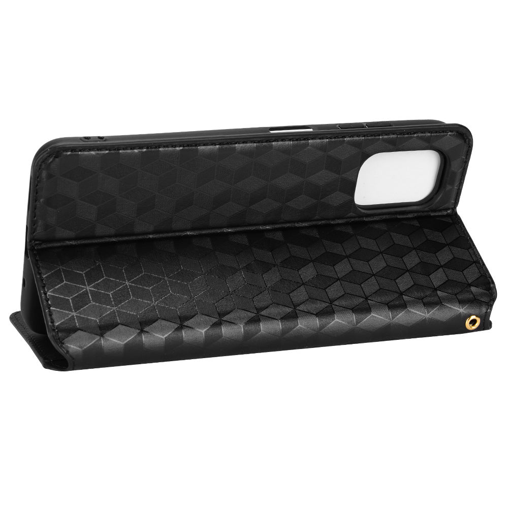For Nokia G22 PU Leather Wallet Stand Phone Cover Rhombus Pattern Imprinted Phone Case