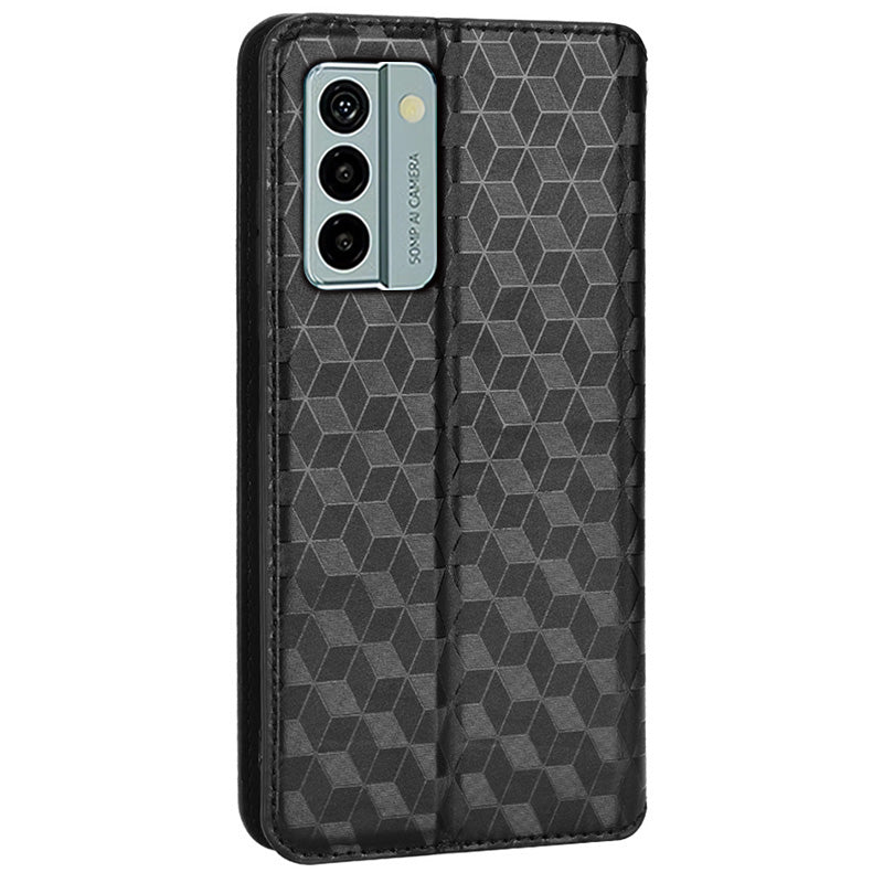 For Nokia G22 PU Leather Wallet Stand Phone Cover Rhombus Pattern Imprinted Phone Case