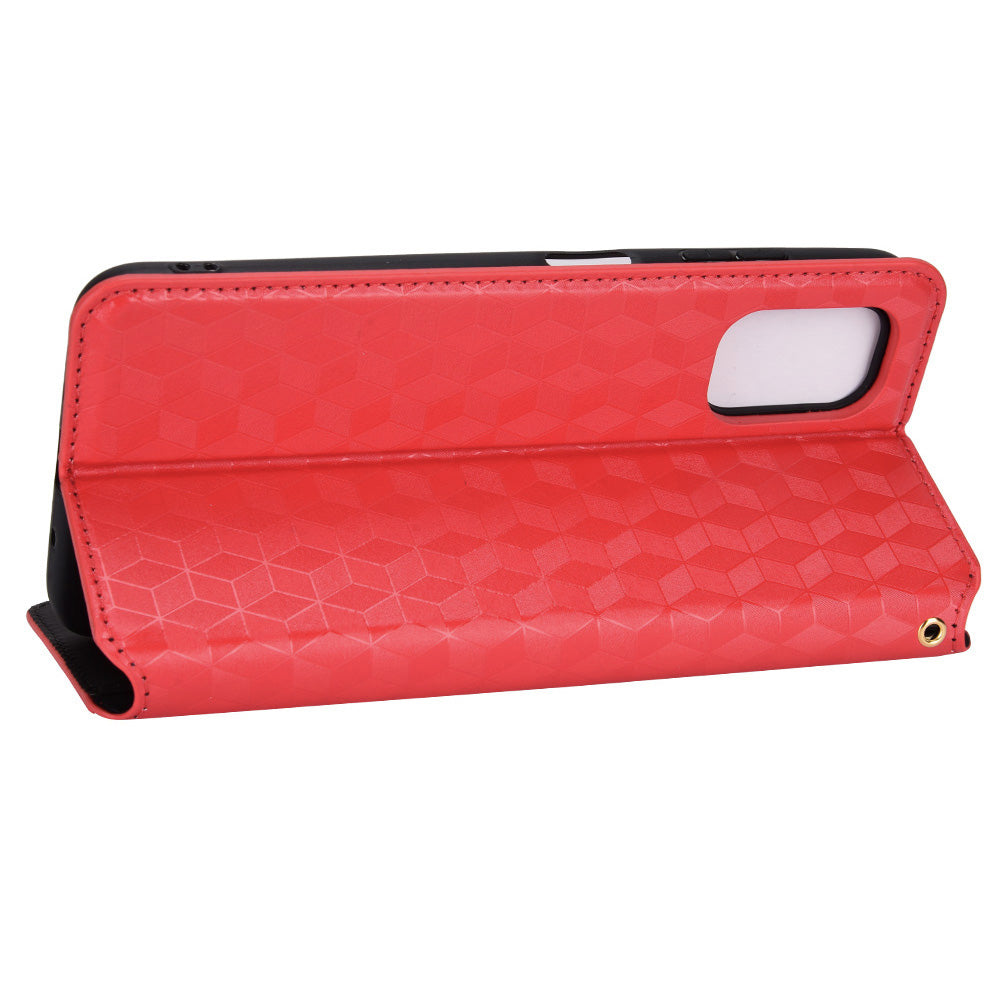 For Nokia G22 PU Leather Wallet Stand Phone Cover Rhombus Pattern Imprinted Phone Case