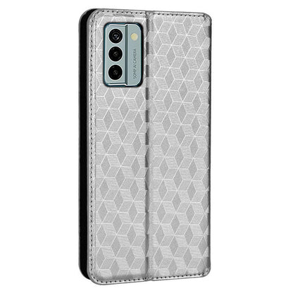 For Nokia G22 PU Leather Wallet Stand Phone Cover Rhombus Pattern Imprinted Phone Case