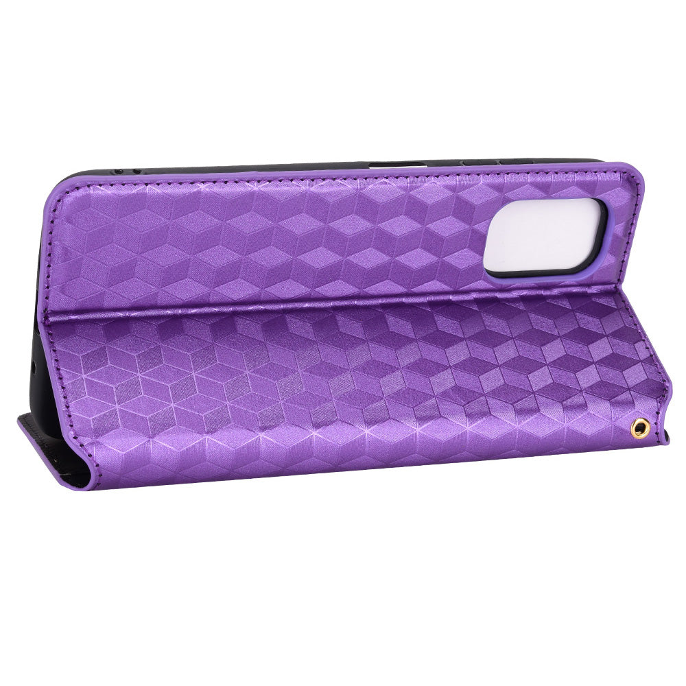 For Nokia G22 PU Leather Wallet Stand Phone Cover Rhombus Pattern Imprinted Phone Case