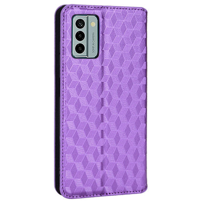 For Nokia G22 PU Leather Wallet Stand Phone Cover Rhombus Pattern Imprinted Phone Case