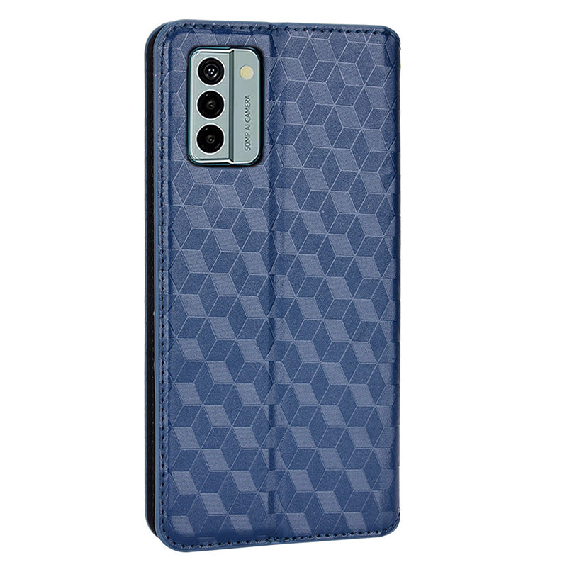 For Nokia G22 PU Leather Wallet Stand Phone Cover Rhombus Pattern Imprinted Phone Case