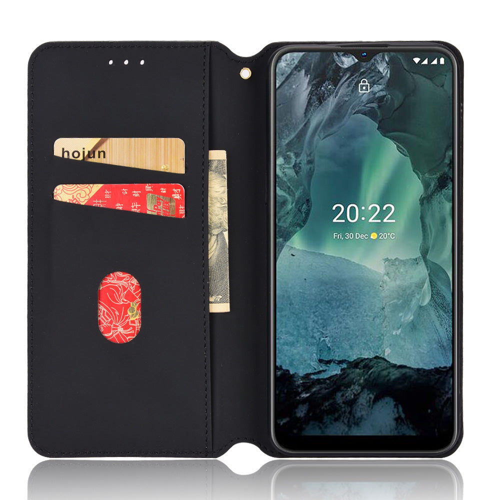 For Nokia G22 PU Leather Wallet Stand Phone Cover Rhombus Pattern Imprinted Phone Case