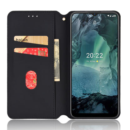For Nokia G22 PU Leather Wallet Stand Phone Cover Rhombus Pattern Imprinted Phone Case