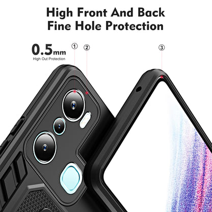 For Infinix Hot 20i 4G Kickstand Phone Case TPU+PC Protective Cover with Secure Silicone Ring Strap