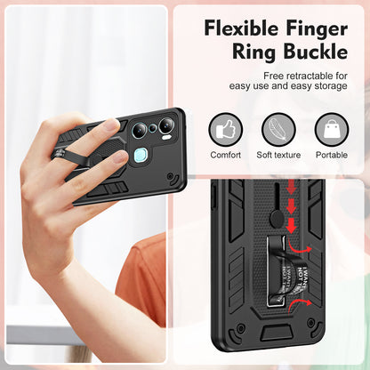 For Infinix Hot 20i 4G Kickstand Phone Case TPU+PC Protective Cover with Secure Silicone Ring Strap