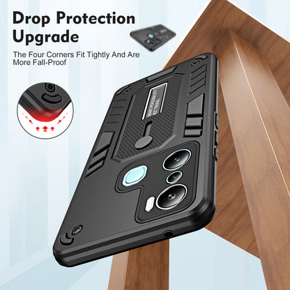 For Infinix Hot 20i 4G Kickstand Phone Case TPU+PC Protective Cover with Secure Silicone Ring Strap