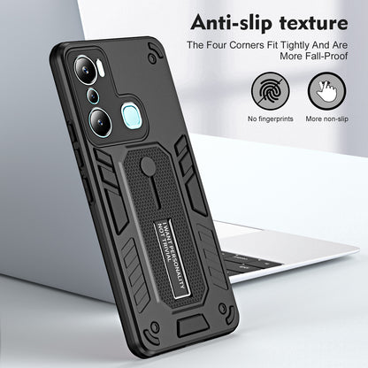 For Infinix Hot 20i 4G Kickstand Phone Case TPU+PC Protective Cover with Secure Silicone Ring Strap