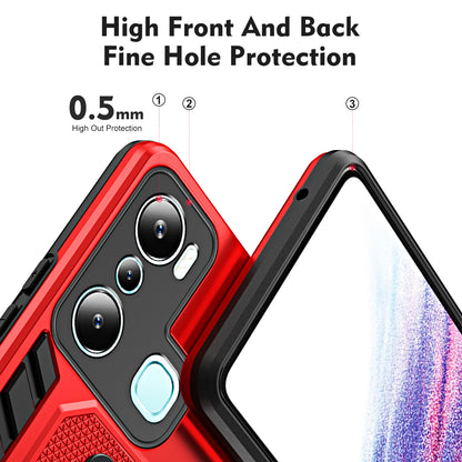 For Infinix Hot 20i 4G Kickstand Phone Case TPU+PC Protective Cover with Secure Silicone Ring Strap