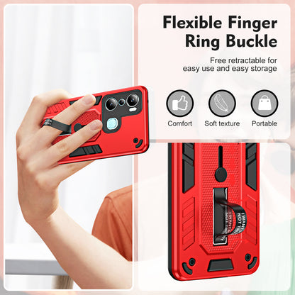 For Infinix Hot 20i 4G Kickstand Phone Case TPU+PC Protective Cover with Secure Silicone Ring Strap