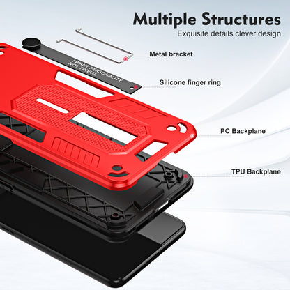 For Infinix Hot 20i 4G Kickstand Phone Case TPU+PC Protective Cover with Secure Silicone Ring Strap