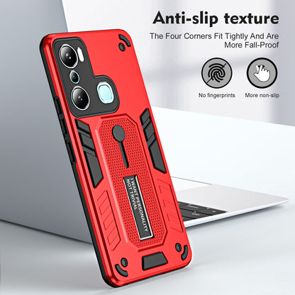 For Infinix Hot 20i 4G Kickstand Phone Case TPU+PC Protective Cover with Secure Silicone Ring Strap