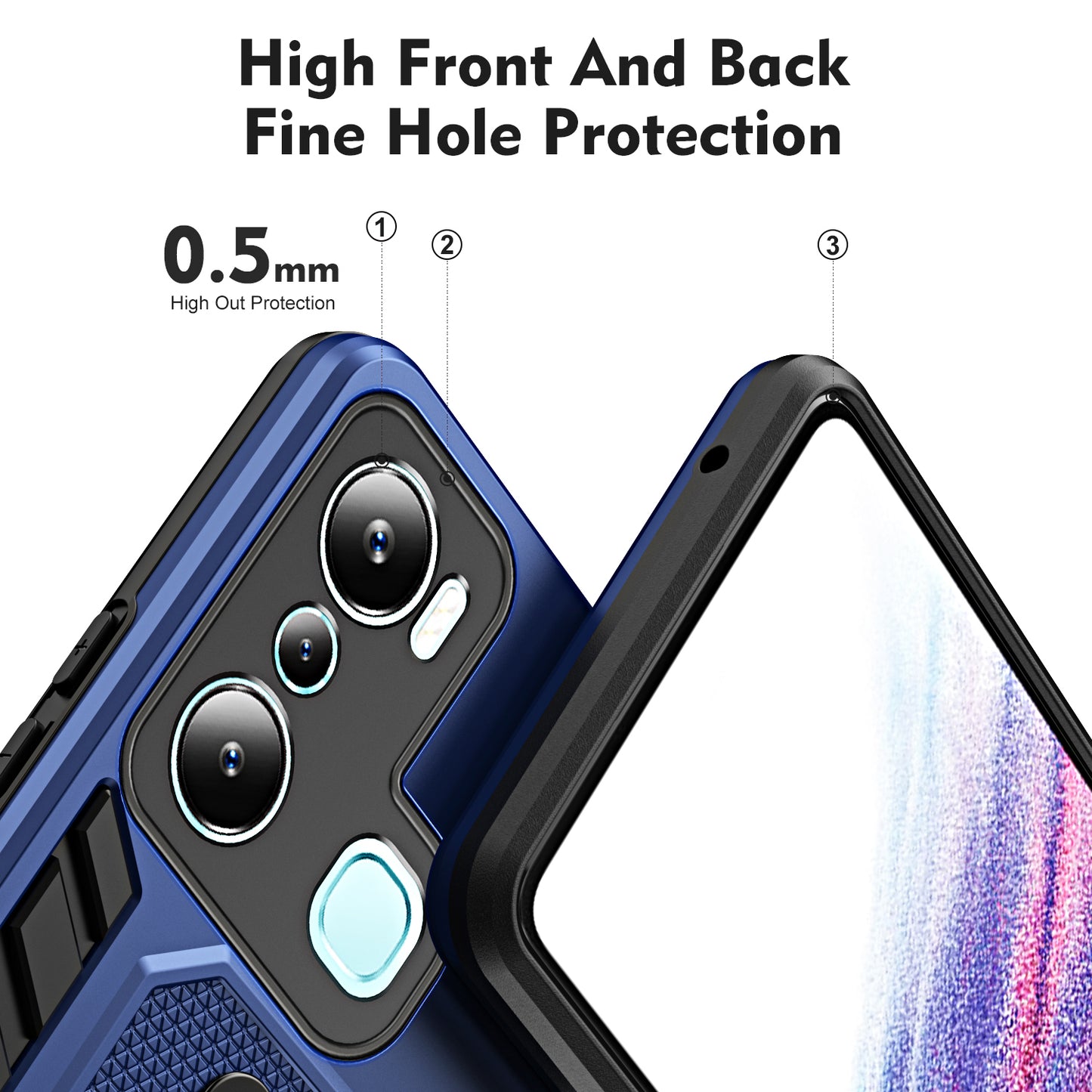 For Infinix Hot 20i 4G Kickstand Phone Case TPU+PC Protective Cover with Secure Silicone Ring Strap