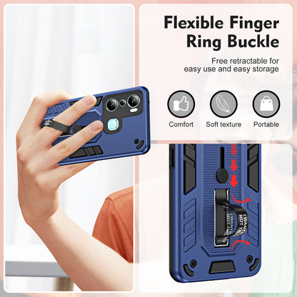 For Infinix Hot 20i 4G Kickstand Phone Case TPU+PC Protective Cover with Secure Silicone Ring Strap