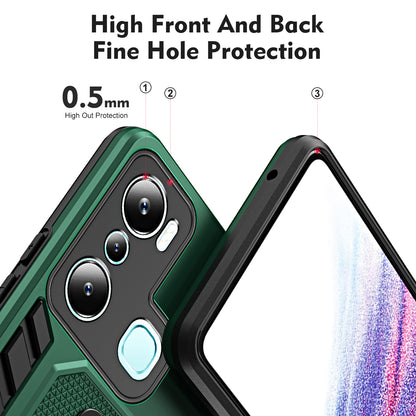 For Infinix Hot 20i 4G Kickstand Phone Case TPU+PC Protective Cover with Secure Silicone Ring Strap