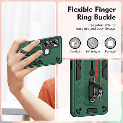 For Infinix Hot 20i 4G Kickstand Phone Case TPU+PC Protective Cover with Secure Silicone Ring Strap