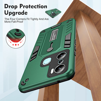 For Infinix Hot 20i 4G Kickstand Phone Case TPU+PC Protective Cover with Secure Silicone Ring Strap